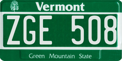 VT license plate ZGE508
