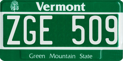 VT license plate ZGE509