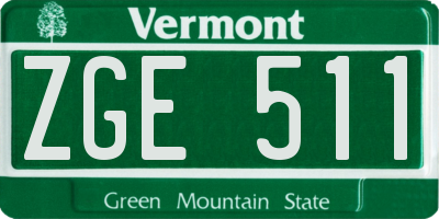 VT license plate ZGE511