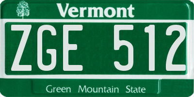VT license plate ZGE512