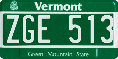 VT license plate ZGE513