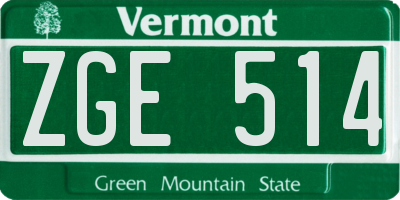 VT license plate ZGE514
