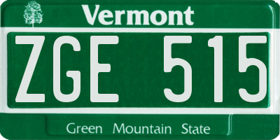 VT license plate ZGE515