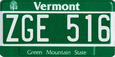 VT license plate ZGE516