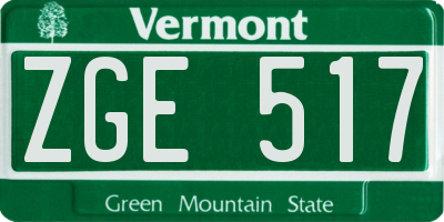 VT license plate ZGE517