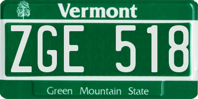 VT license plate ZGE518