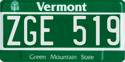 VT license plate ZGE519