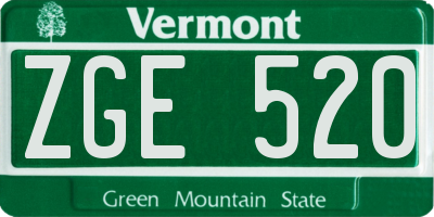 VT license plate ZGE520