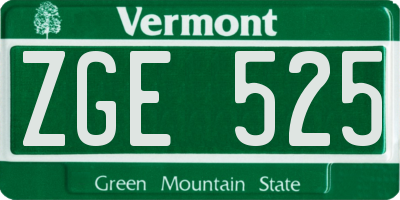 VT license plate ZGE525