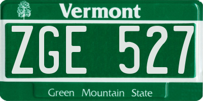 VT license plate ZGE527