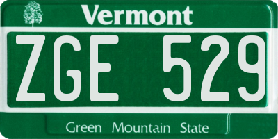 VT license plate ZGE529