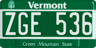 VT license plate ZGE536