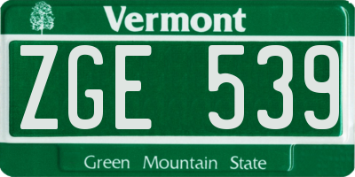 VT license plate ZGE539