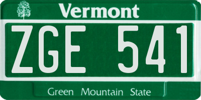 VT license plate ZGE541