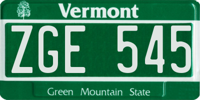 VT license plate ZGE545