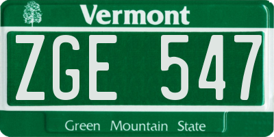 VT license plate ZGE547