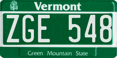 VT license plate ZGE548