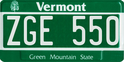 VT license plate ZGE550