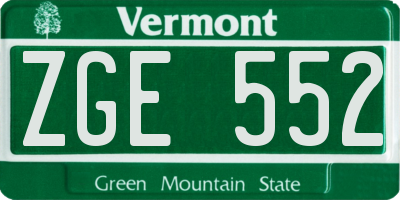 VT license plate ZGE552