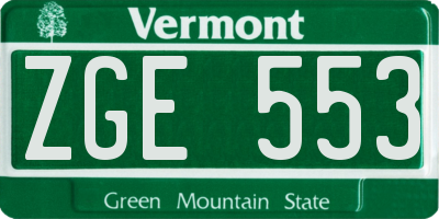 VT license plate ZGE553