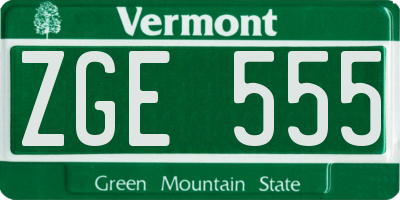 VT license plate ZGE555