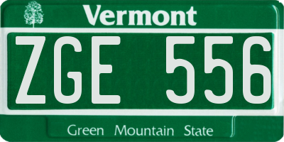 VT license plate ZGE556