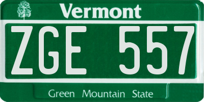 VT license plate ZGE557