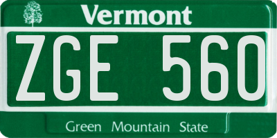 VT license plate ZGE560