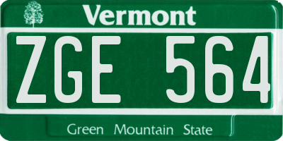 VT license plate ZGE564