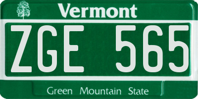 VT license plate ZGE565