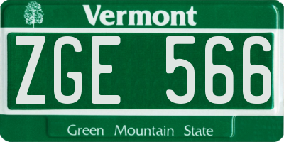 VT license plate ZGE566