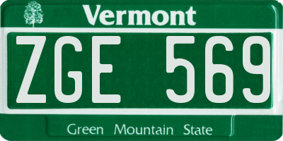 VT license plate ZGE569