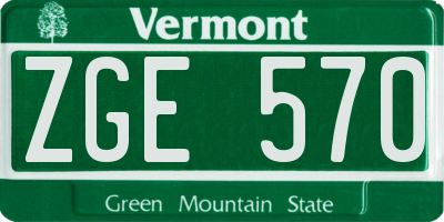 VT license plate ZGE570