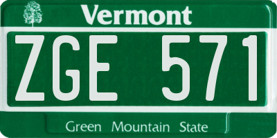 VT license plate ZGE571