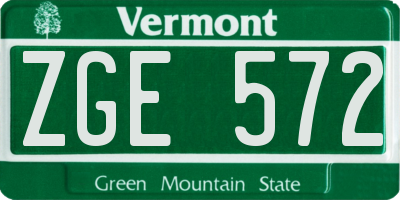 VT license plate ZGE572