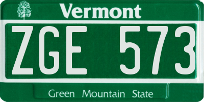 VT license plate ZGE573