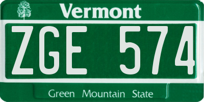VT license plate ZGE574
