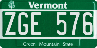 VT license plate ZGE576