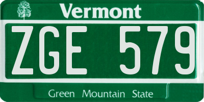 VT license plate ZGE579