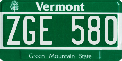 VT license plate ZGE580