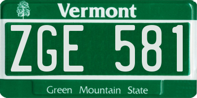 VT license plate ZGE581