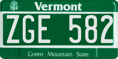 VT license plate ZGE582
