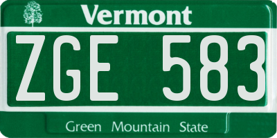 VT license plate ZGE583