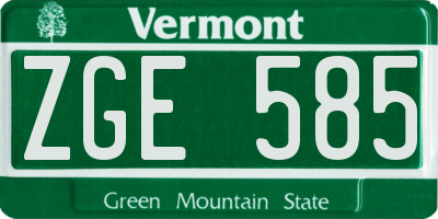 VT license plate ZGE585