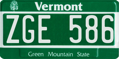 VT license plate ZGE586