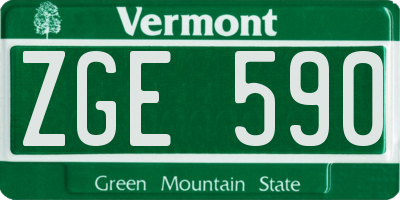 VT license plate ZGE590