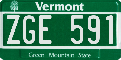 VT license plate ZGE591