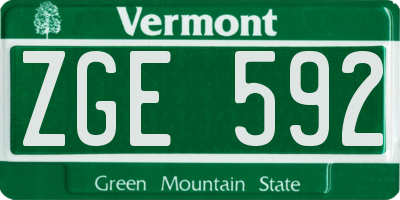 VT license plate ZGE592