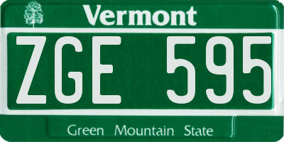 VT license plate ZGE595