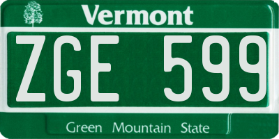 VT license plate ZGE599